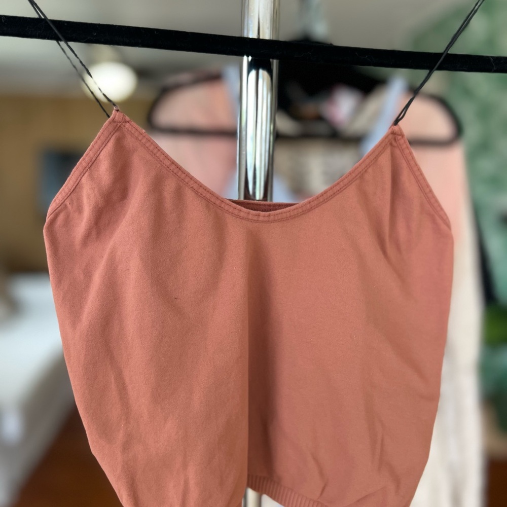 Free People Brami Skinny Strap Tank Copper Brown Tan Crop Top Sz XS/S - Picture 6 of 9